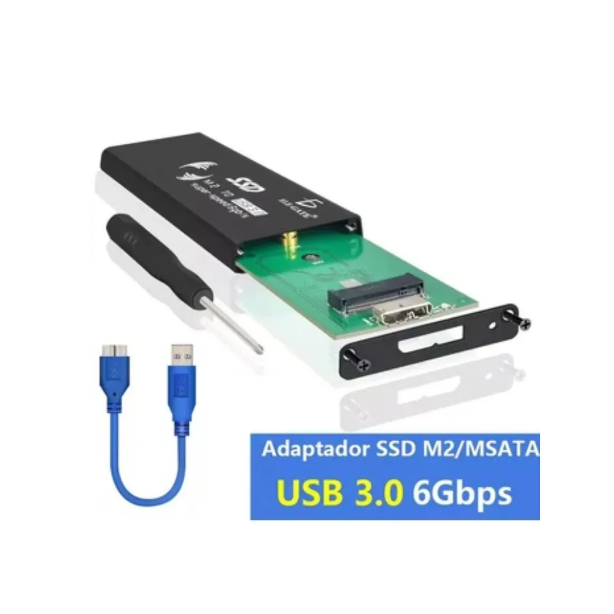 GENERICO - Adaptador Convertidor Case Ssd Mini M.2 Ngff Sata A Usb 3.0 - Negro