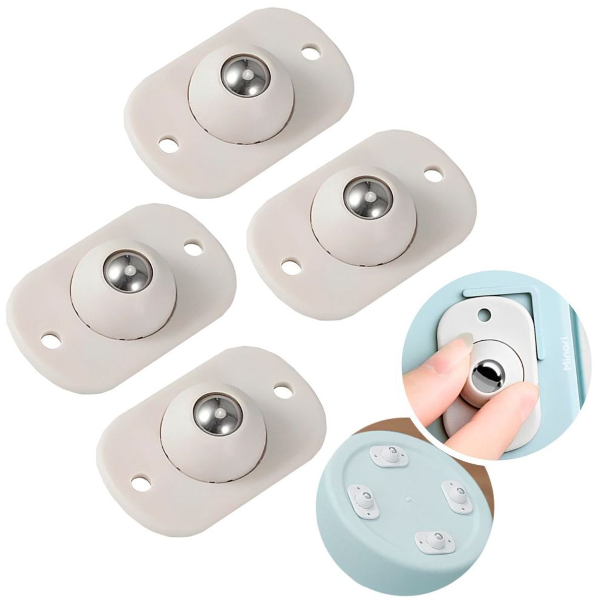 MINARI - Set Mini Ruedas Giratorias Adhesivas 4 Piezas 632R