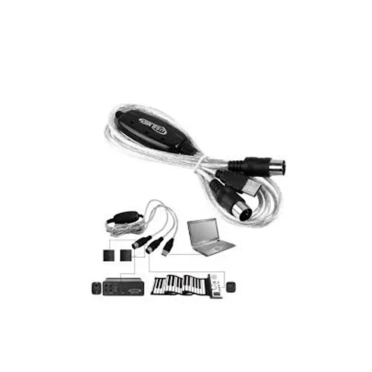 GENERICO - Cable Convertidor Usb A MIDI Conecta Teclado Organo A Pc 1.8 metros