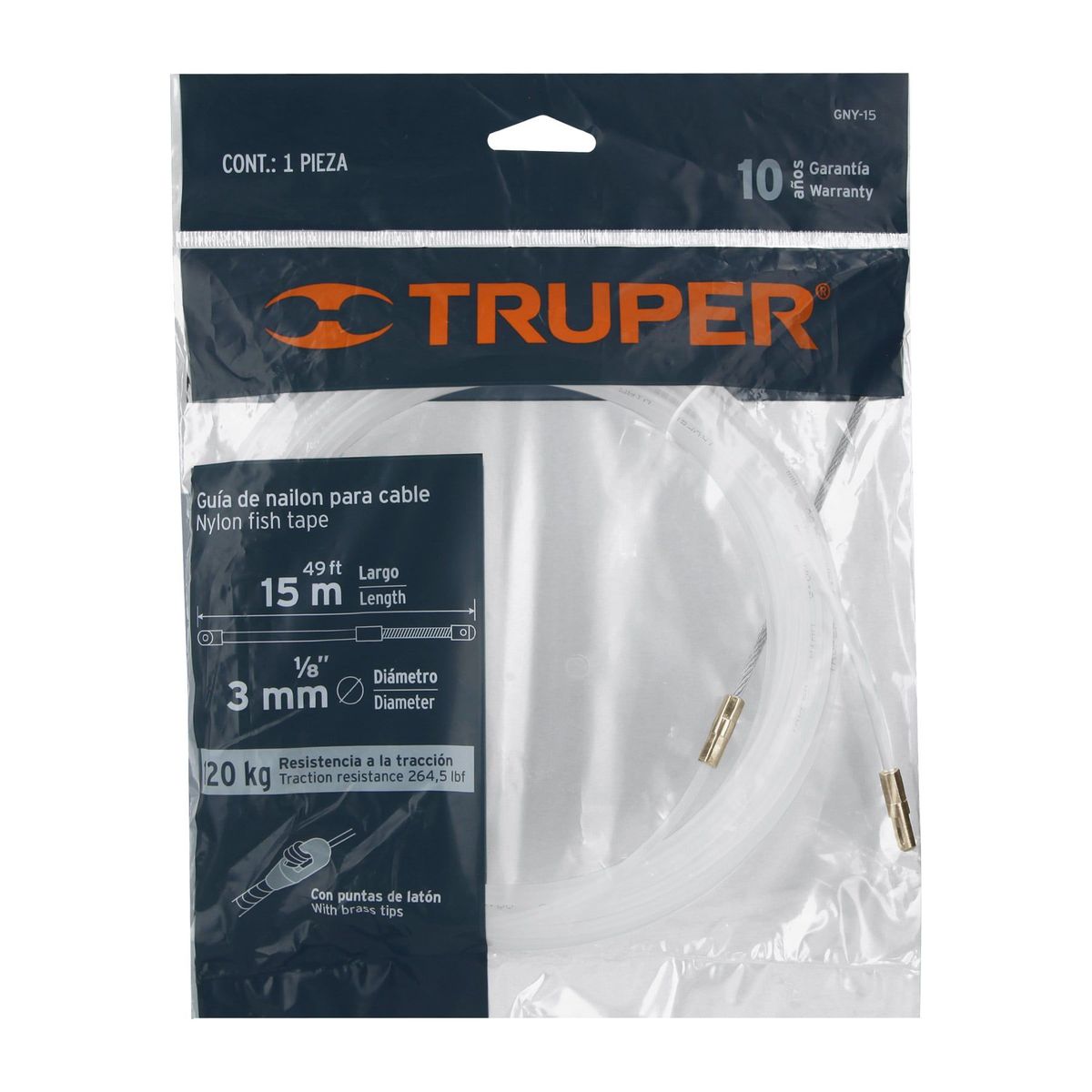 TRUPER - Guia Pasa Cable de Nylon 15 metros Truper
