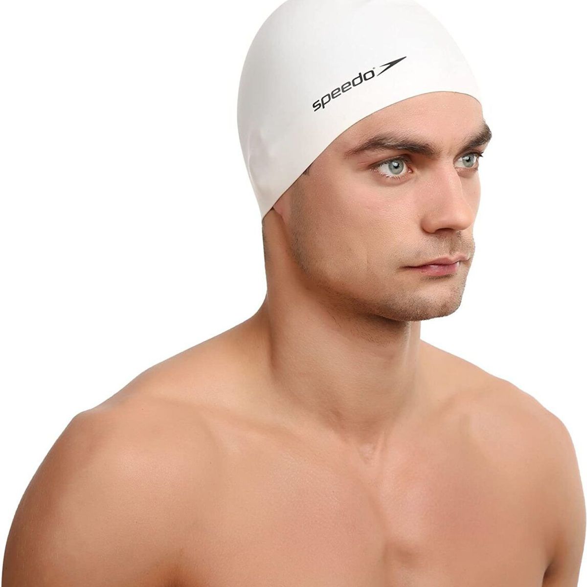 SPEEDO - Gorro SPEEDO para Natación Plain Flat Silicona Adulto Blanco