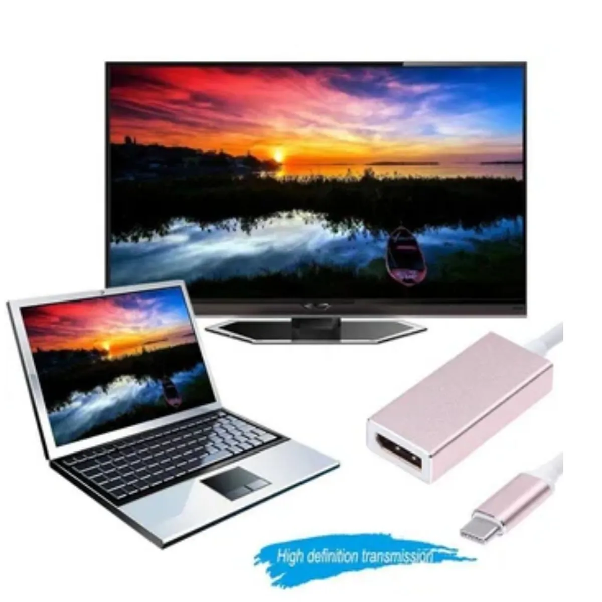 GENERICO - Adaptador Convertidor Usb C Tipo C A Displayport Tipo C A Dp - plata