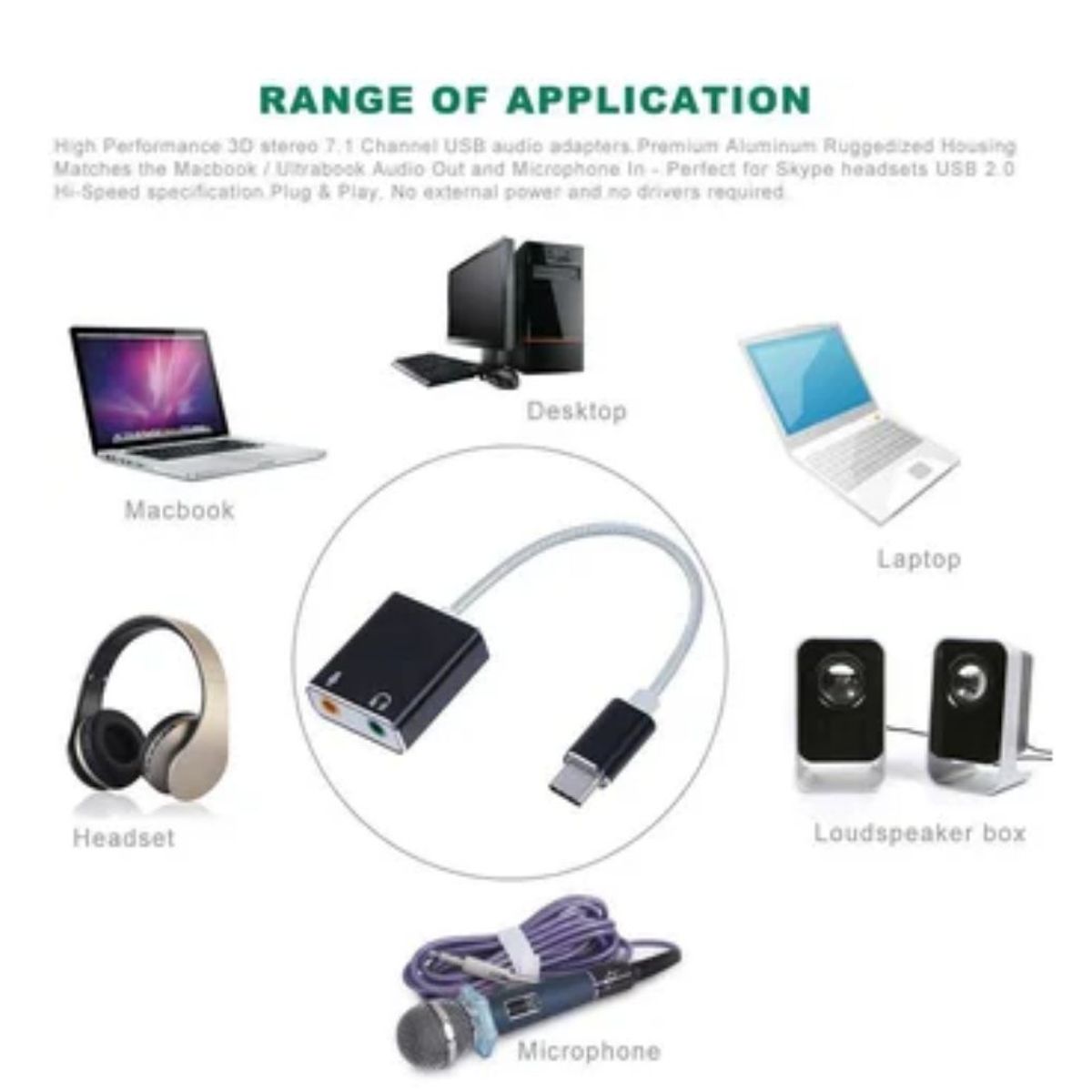 GENERICO - Tarjeta De Sonido Tipo C 7.1 Audio 3d Microfono Externo Usb