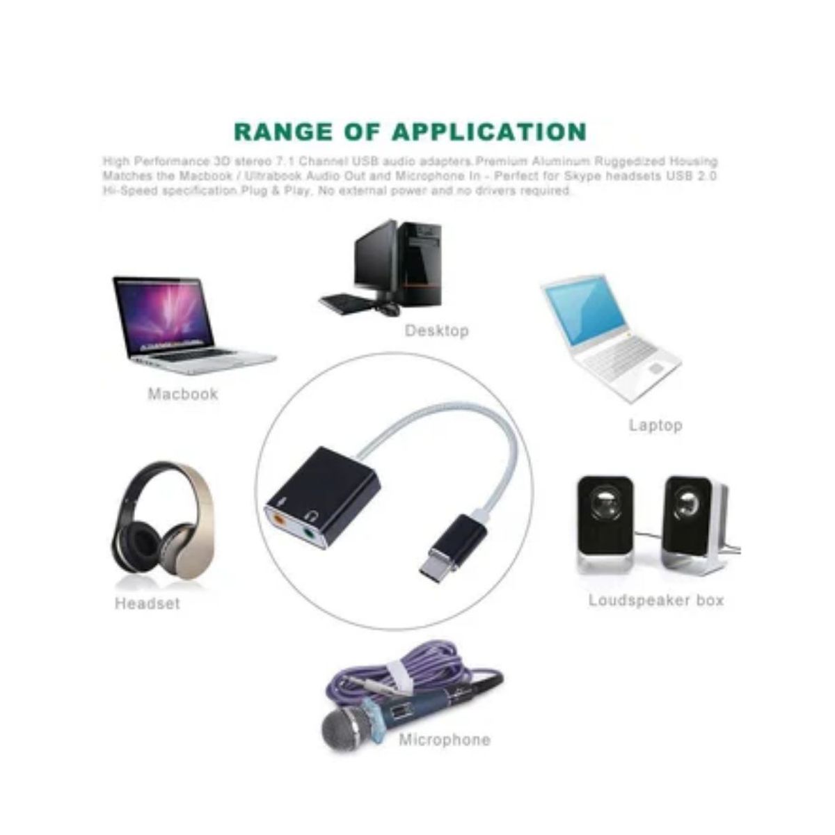 GENERICO - Tarjeta De Sonido Tipo C 7.1 Audio 3d Microfono Externo Usb