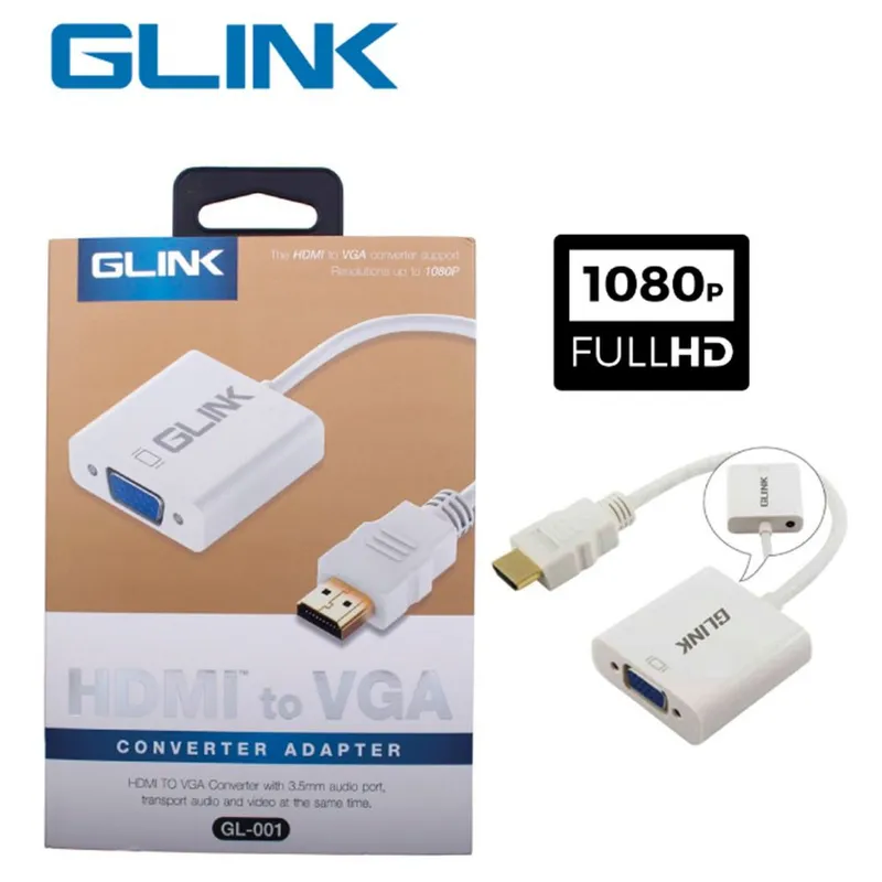 GENERICO - Adaptador Convertidor Hdmi A Vga Glink Audio 1080p Gl-001