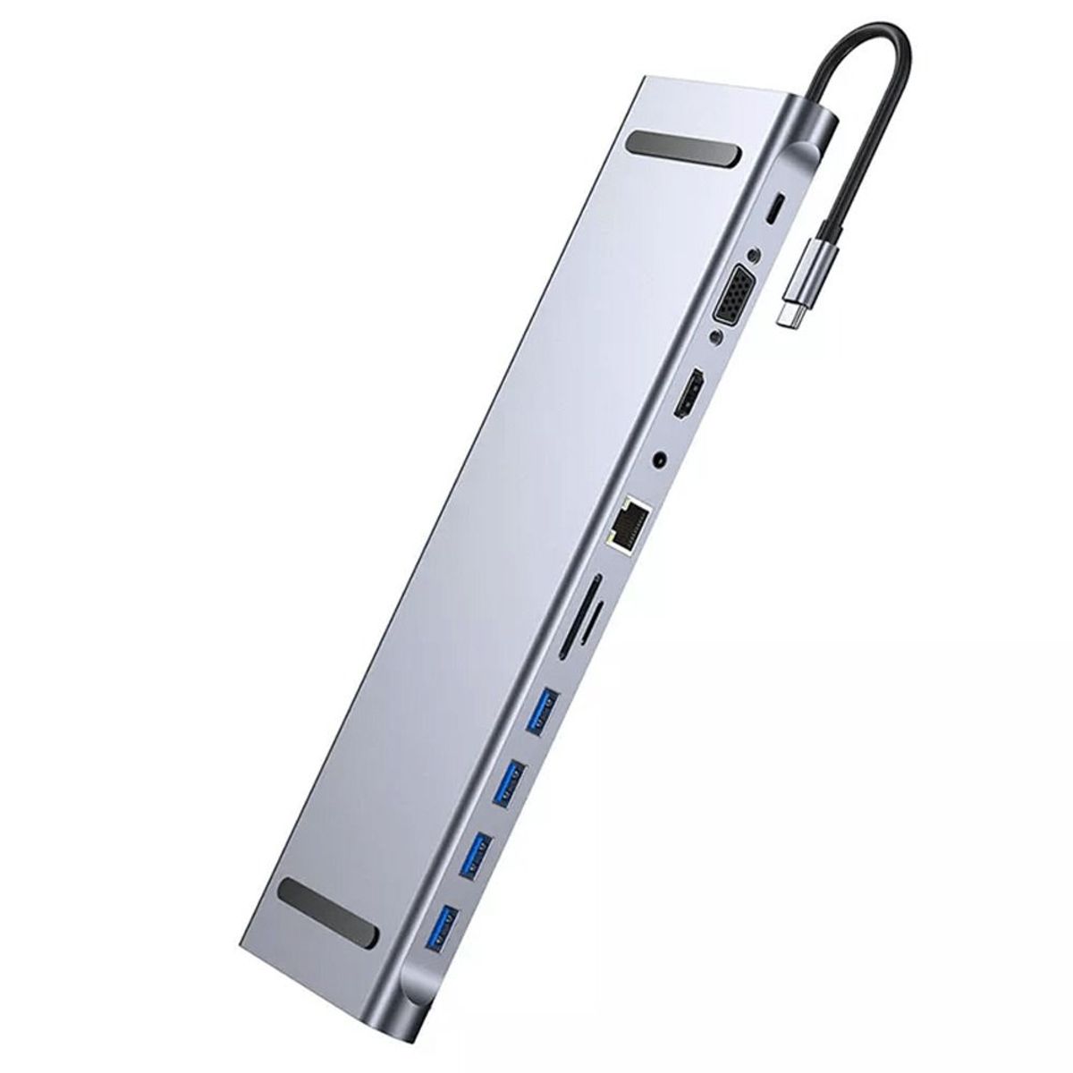 GENERICO - Adaptador Tipo C 11 En 1 Multiport Hub Estacion Lan Hdmi Vga aluminio