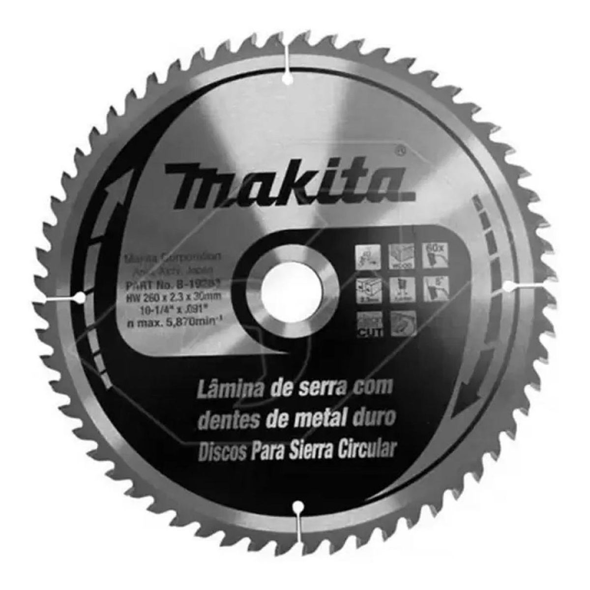 MAKITA - Disco Sierra para Madera 260 x 30 x 2.30 mm 60 Dientes Makita B-19283