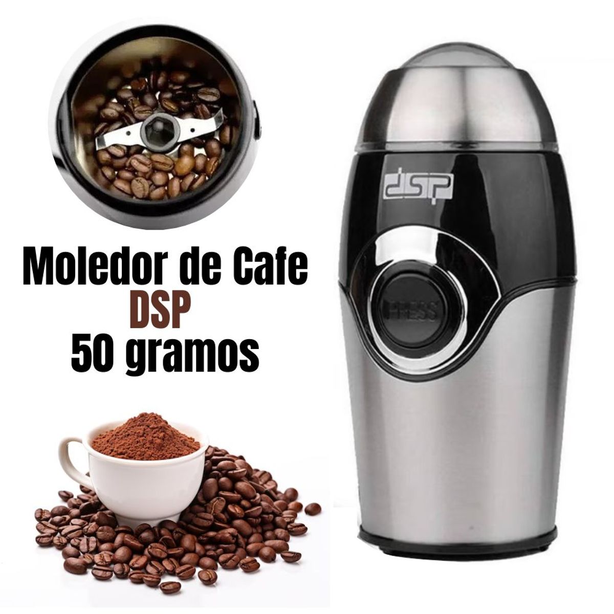GENERICO - Moledor de Cafe DSP 50 gramos - 200 watts NEGRO