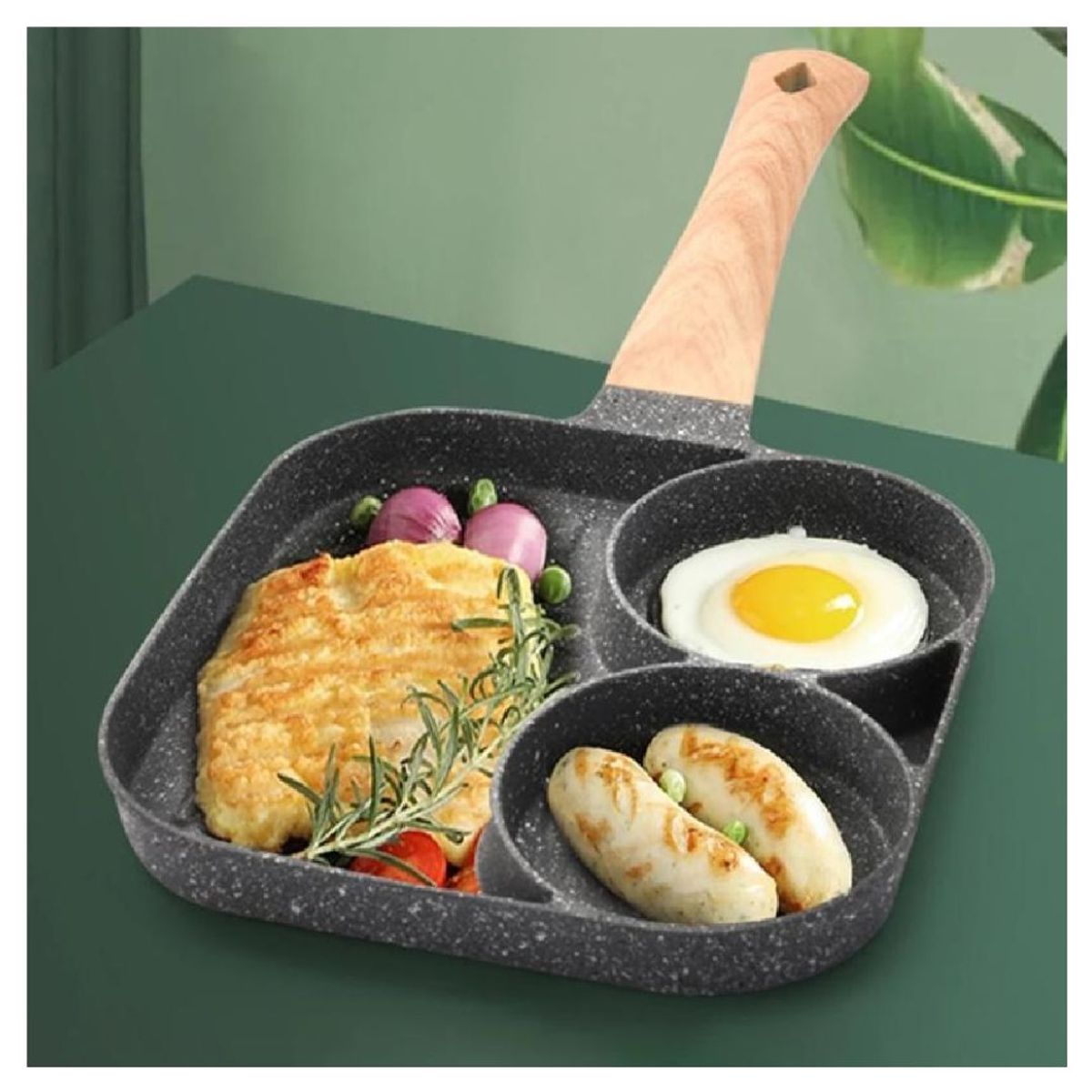 INSPIRA MARKET - Sarten Teflón Eco Friendly Antiadherente 3 Divisiones