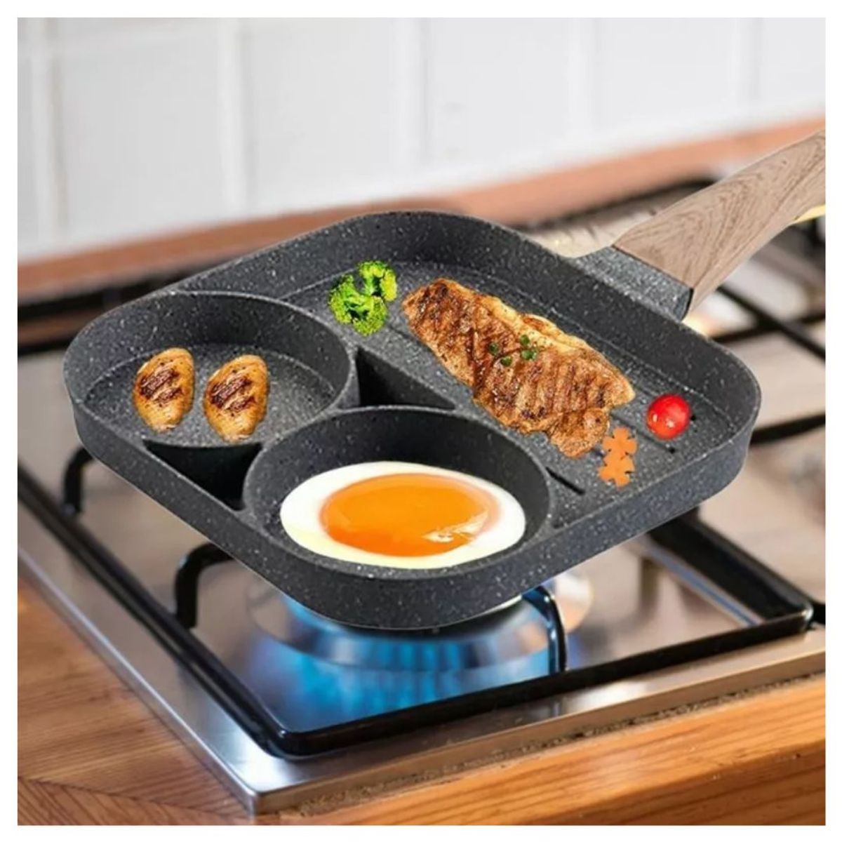 INSPIRA MARKET - Sarten Teflón Eco Friendly Antiadherente 3 Divisiones