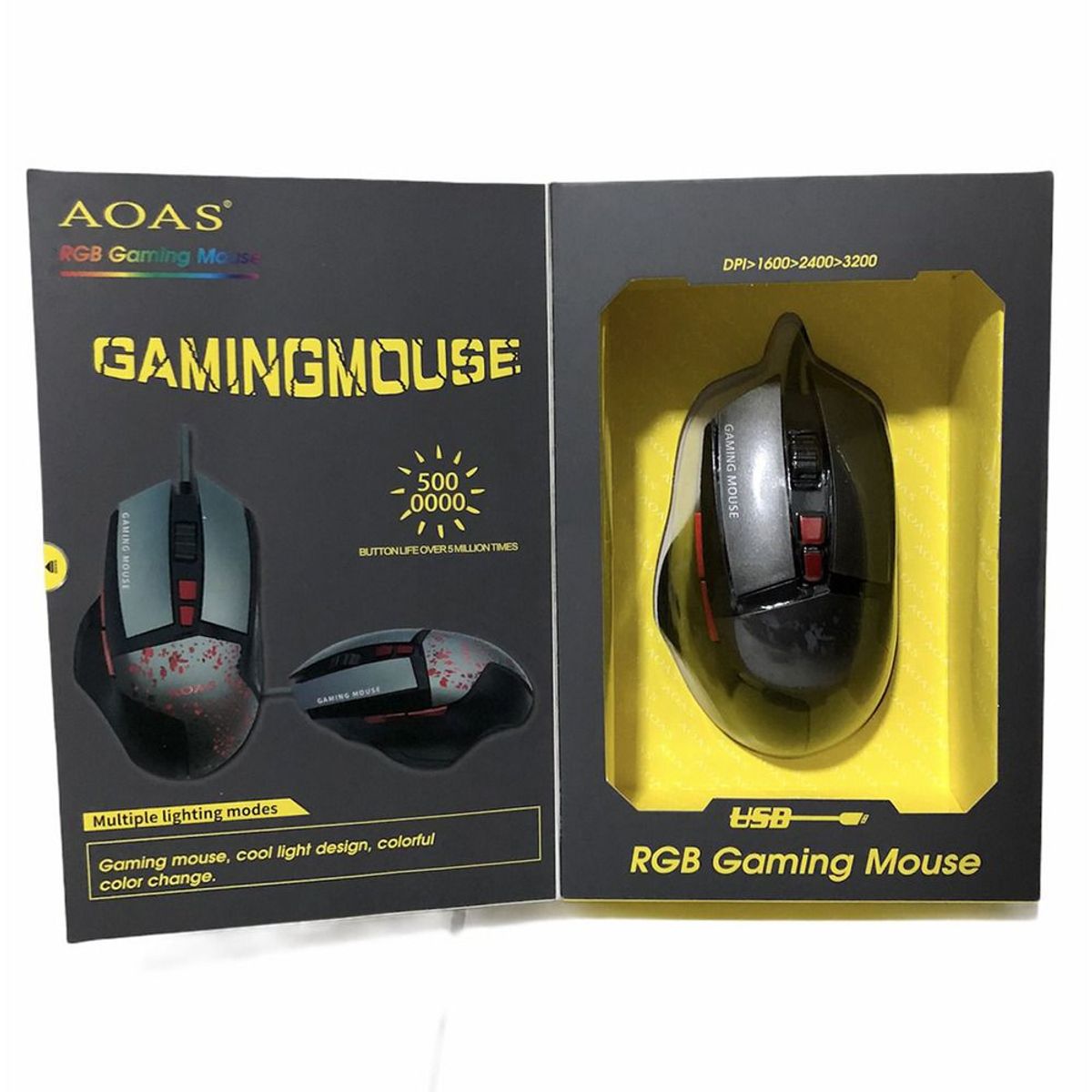 GENERICO - Mouse Gamer Aoas K80 Rgb Iluminacion Led 3200 Dpi Cable 1.8m