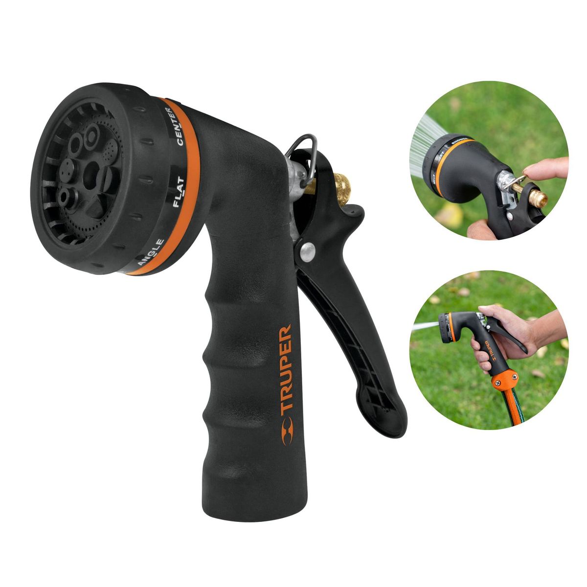 TRUPER - Pistola de riego metálica 8 funciones, Truper