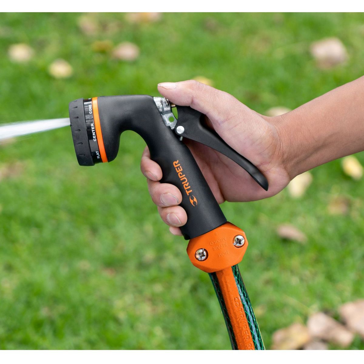 TRUPER - Pistola de riego metálica 8 funciones, Truper