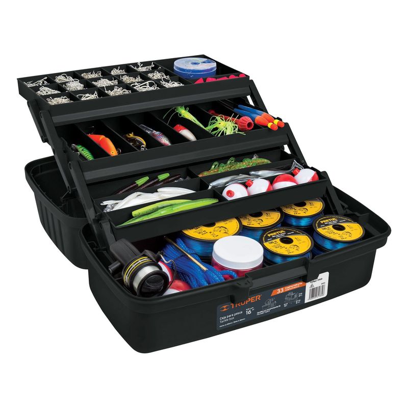 TRUPER - Caja para pesca de 16" con 3 bandejas deslizables Truper