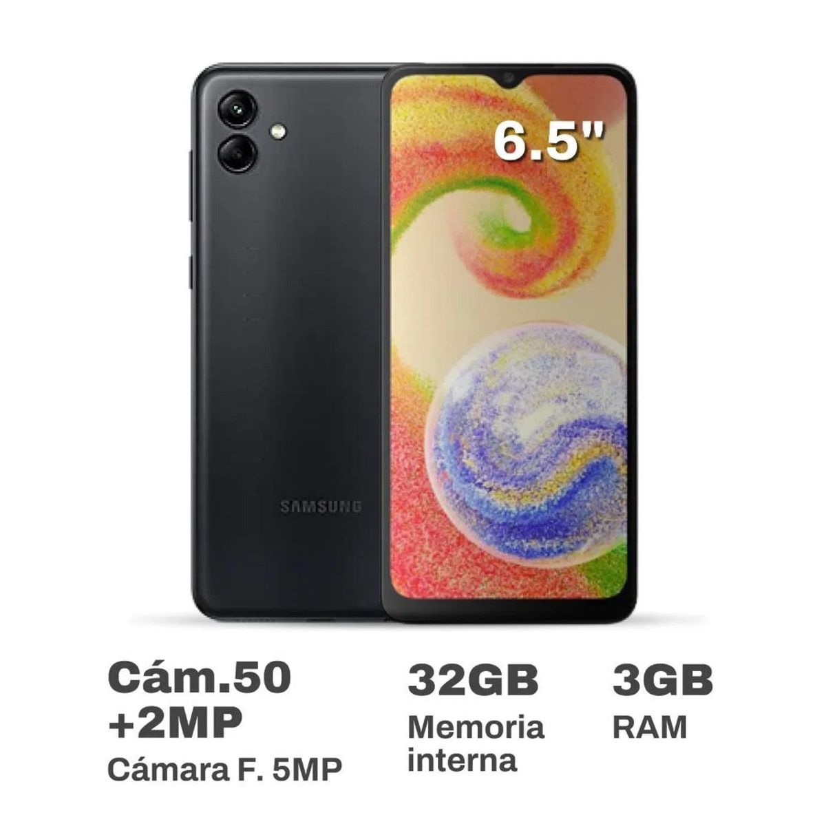 SAMSUNG - Celular Samsung Galaxy A04 3GB RAM 32GB Negro
