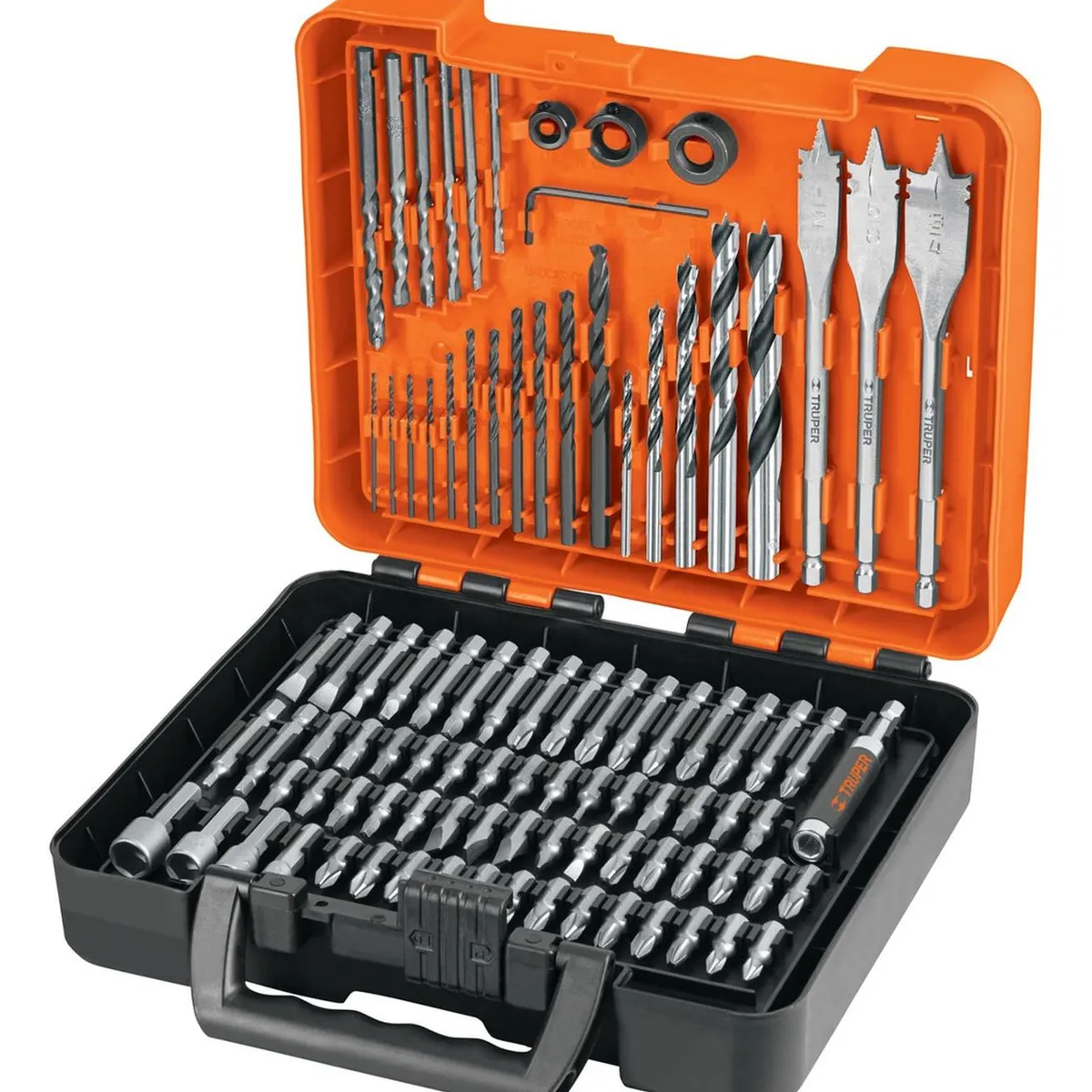 TRUPER - Juego de 100 brocas y puntas en estuche plastico, Truper