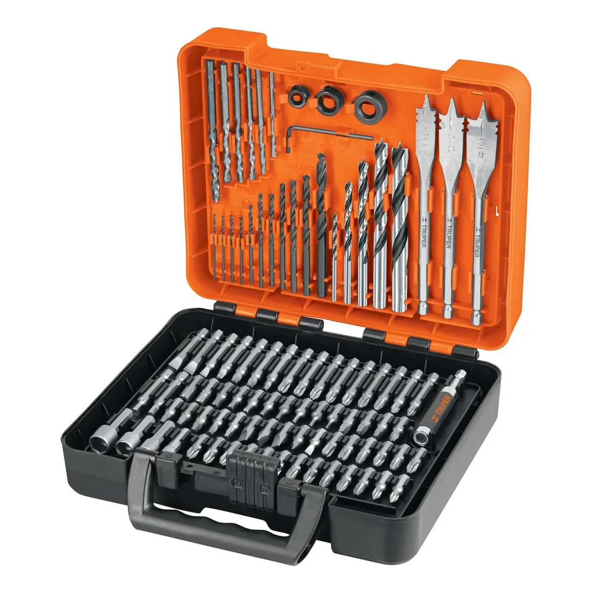 TRUPER - Juego de 100 brocas y puntas en estuche plastico, Truper