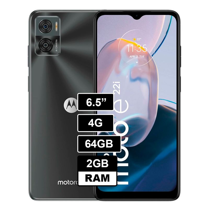 MOTOROLA - Celular Moto E22i 64B 2GB RAM GRIS