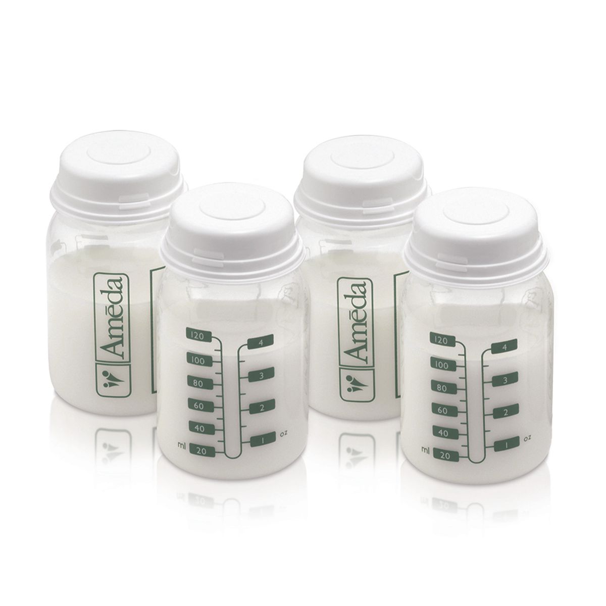 AMEDA - Pack x4 Botellas de Almacenamiento de Leche Materna 120ml