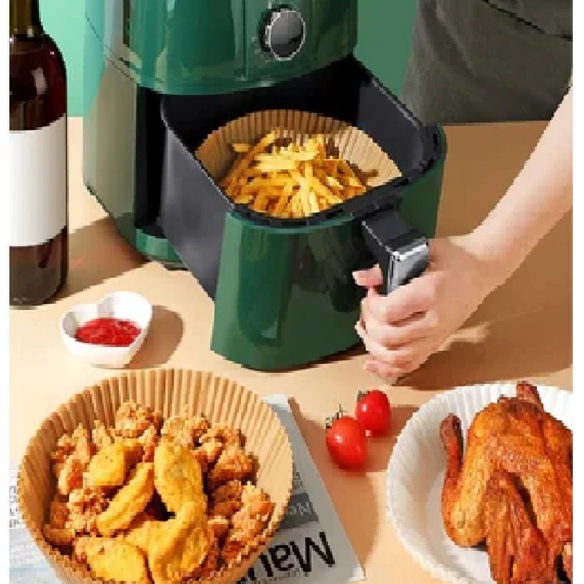 GENERICO - Bandeja de Papel Antiadherente Para Freidora de Aire Pack x 50