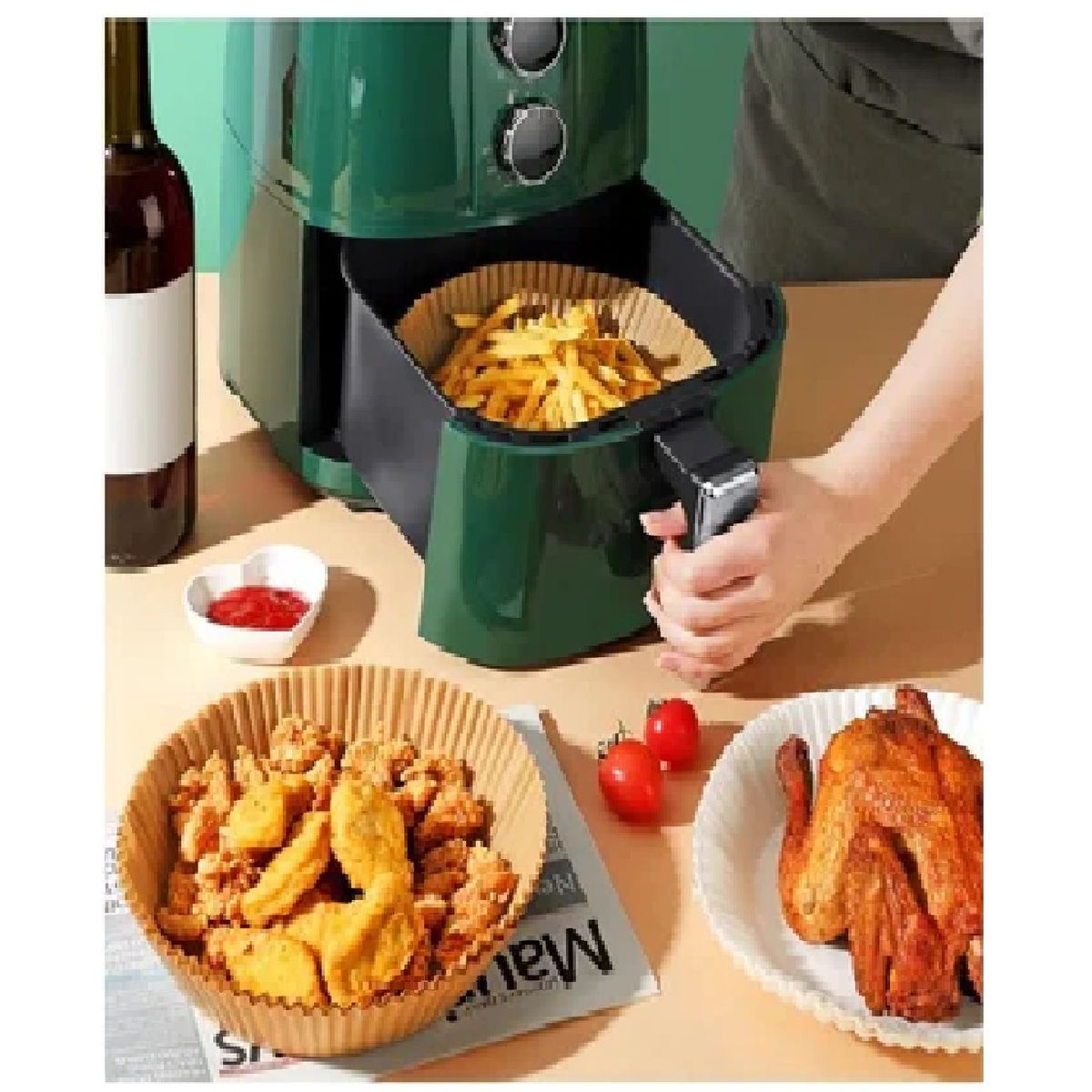 GENERICO - Bandeja de Papel Antiadherente Para Freidora de Aire Pack x 50