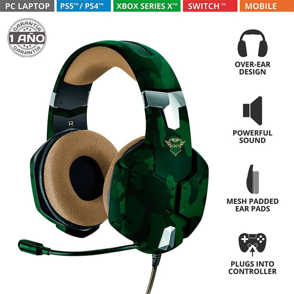 TRUST - Audifono Gamer Camuflado GXT 322c multiplataforma trust