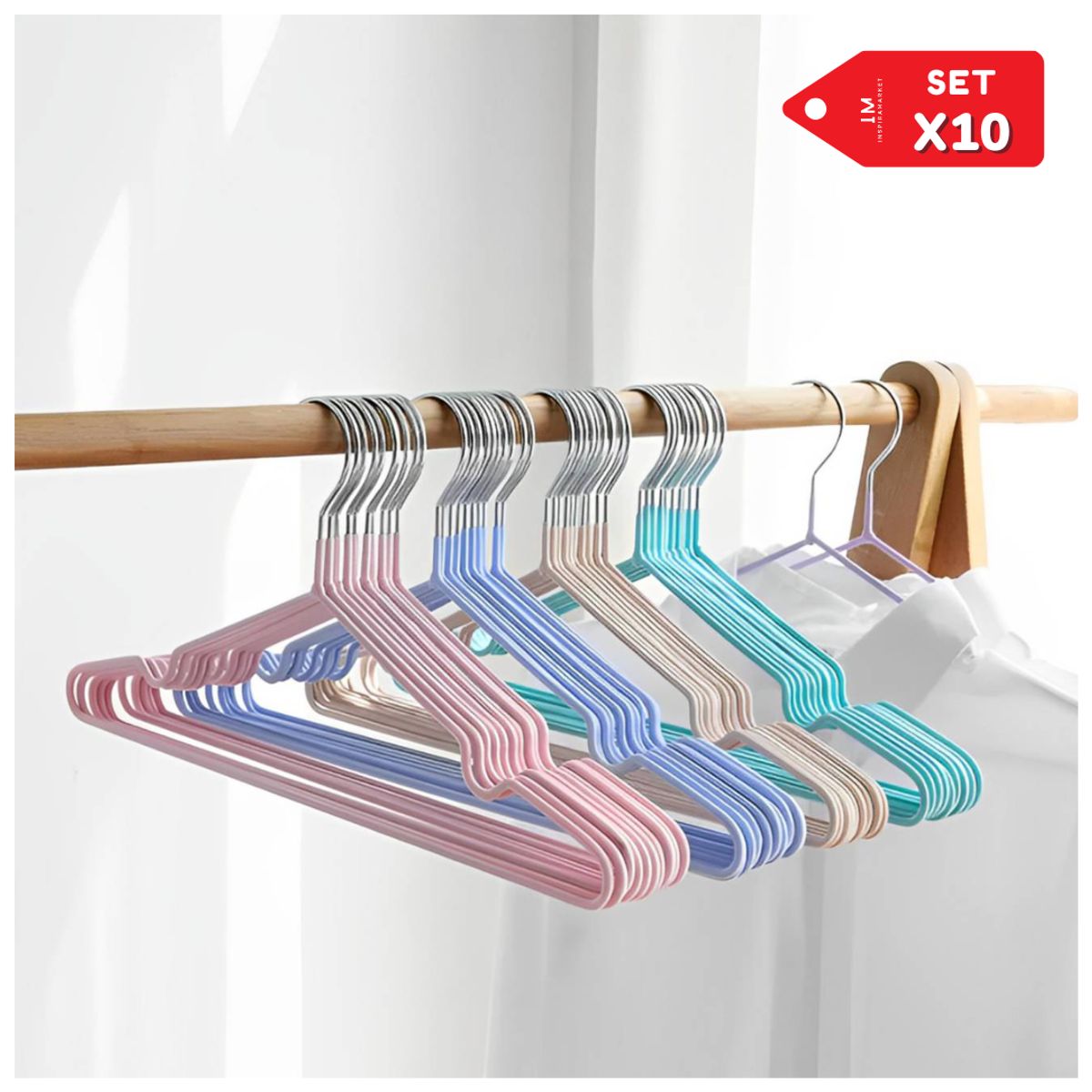 INSPIRA MARKET - Ganchos de Ropa Set de 10 Colgadores Colores