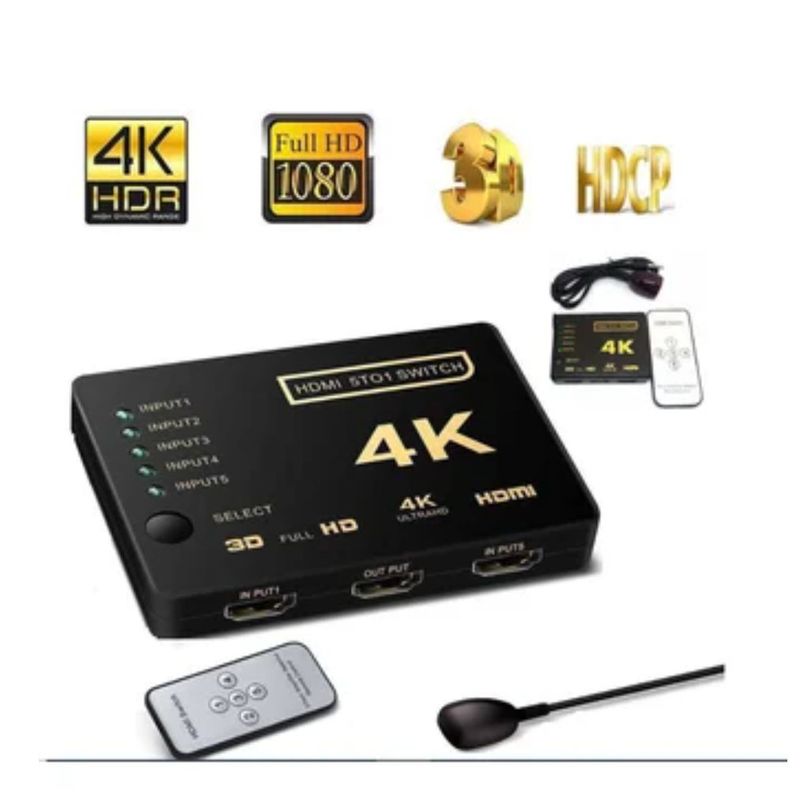 GENERICO - Multiplicador 5 Puertos Hdmi 4k Tv Dvd Switch Ultra Hd 5 to 1