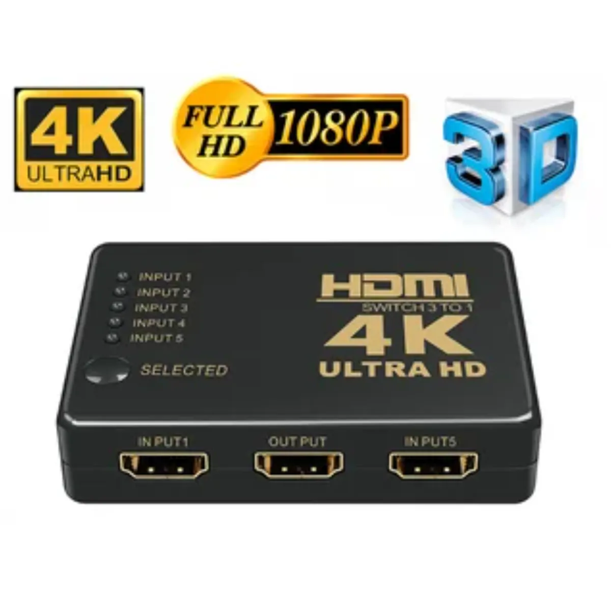 GENERICO - Multiplicador 5 Puertos Hdmi 4k Tv Dvd Switch Ultra Hd 5 to 1
