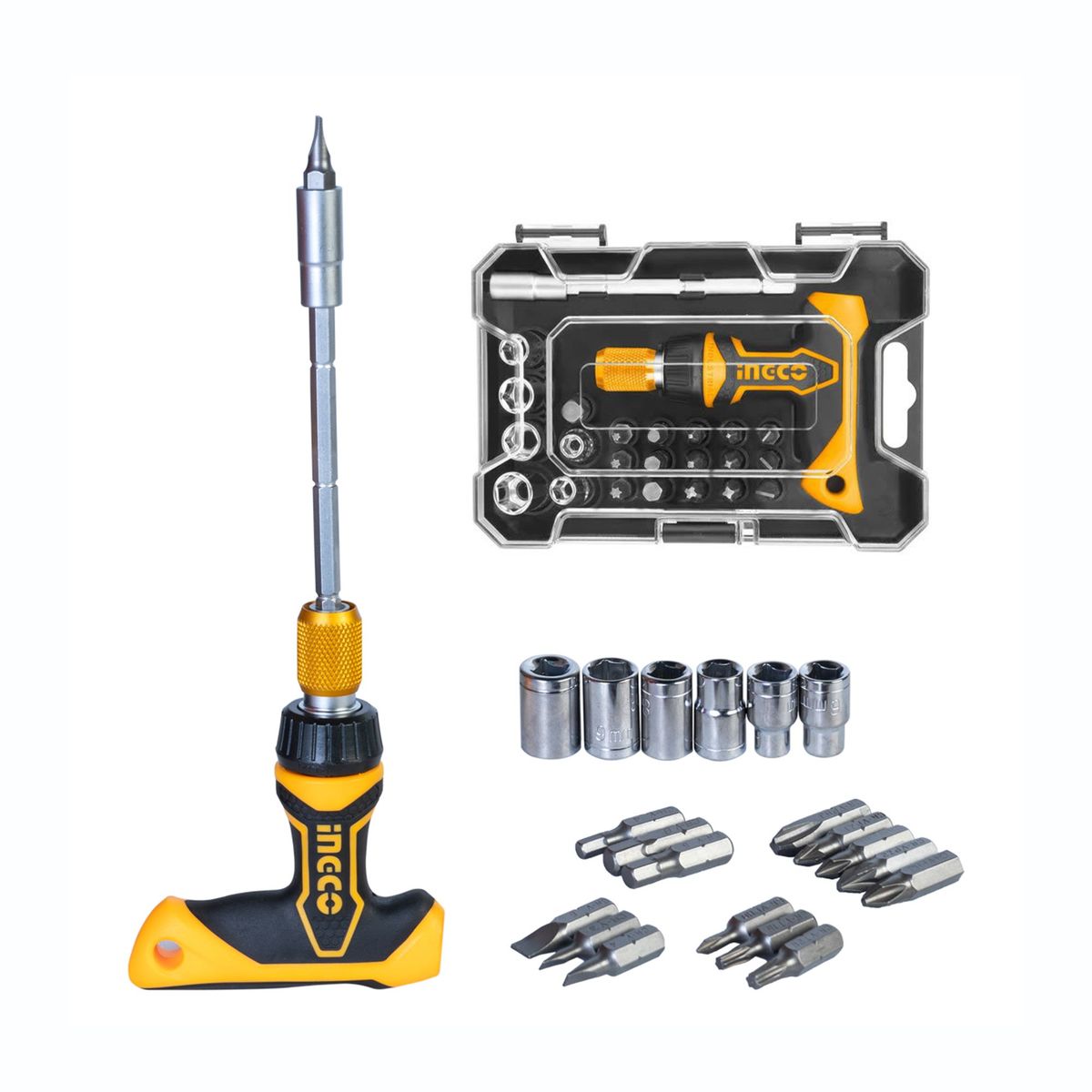 INGCO TOOLS - SET DE PUNTAS CON LLAVE MANGO T 24 EN 1 ARTICULABLE INGCO - HKSDB0188
