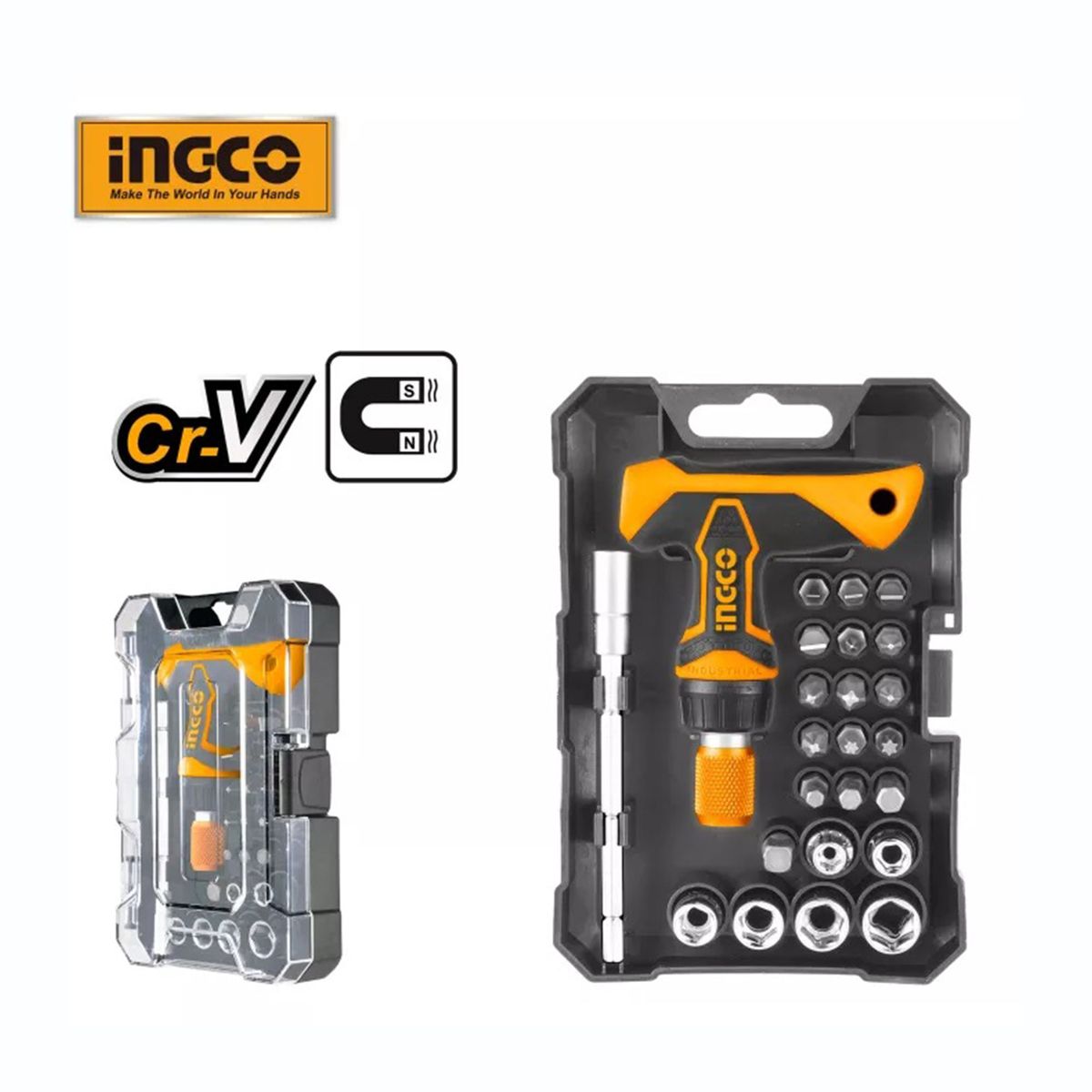 INGCO TOOLS - SET DE PUNTAS CON LLAVE MANGO T 24 EN 1 ARTICULABLE INGCO - HKSDB0188