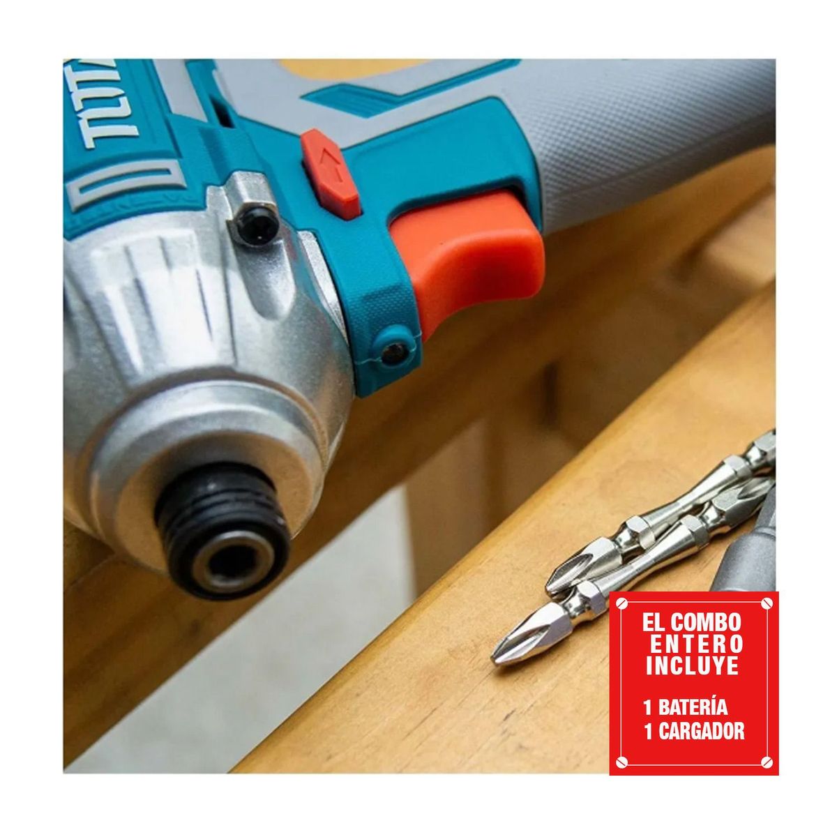 TOTAL TOOLS - ATORNILLADOR DE IMPACTO BRUSHLESS 20V  DADOS  CARGADOR Y BATERIA