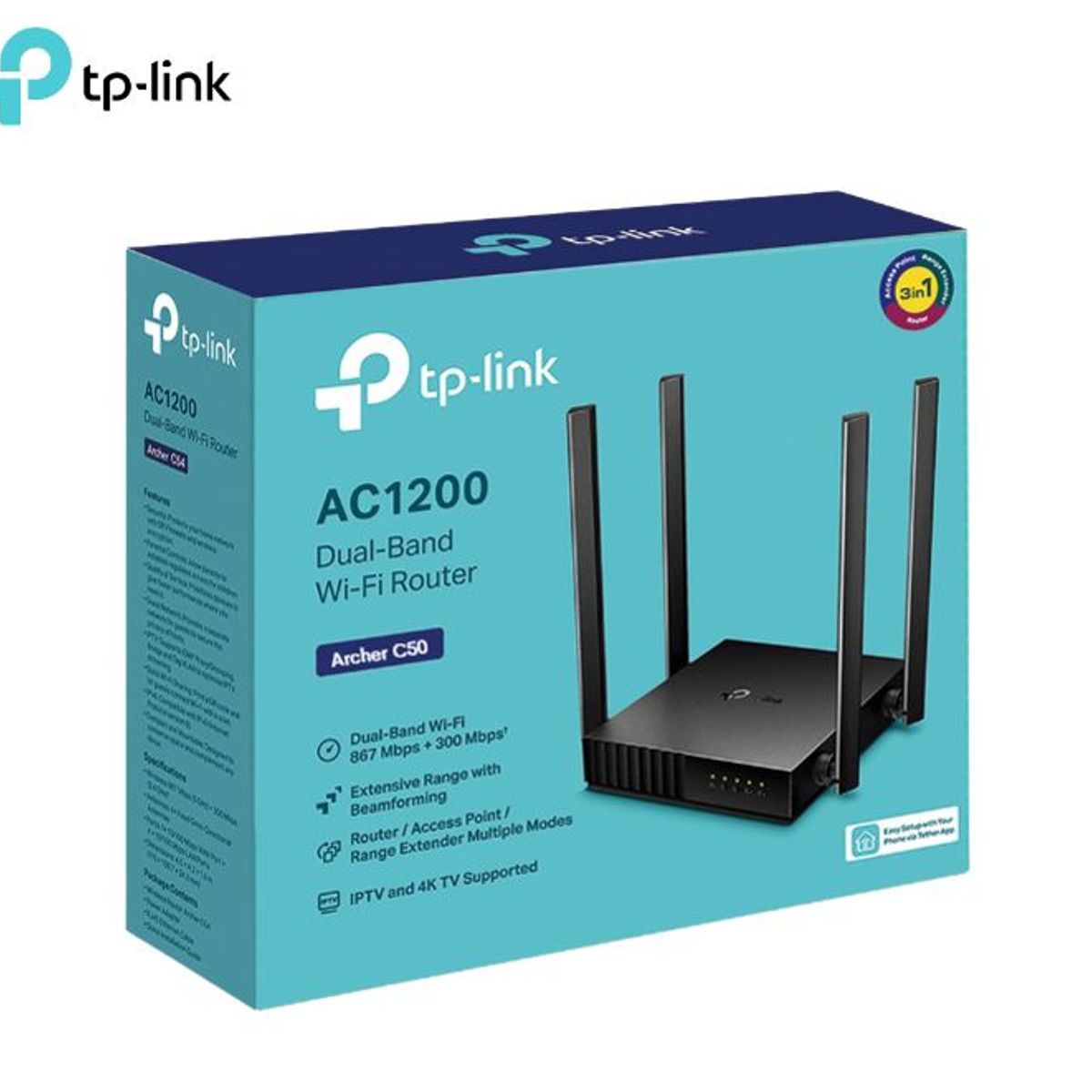TP LINK - Router Wi-Fi Tp-link Archer C50 V6 de doble banda AC1200