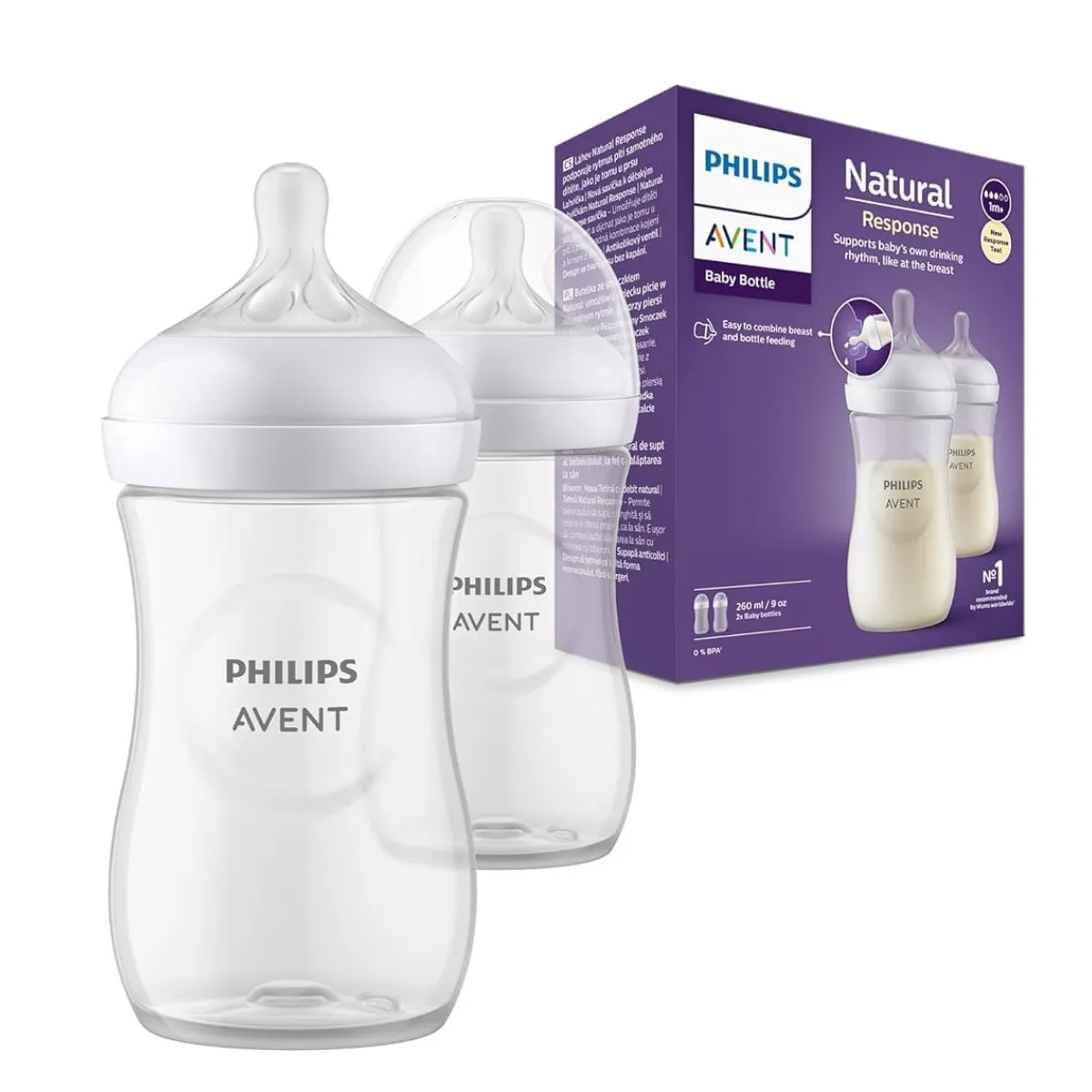 AVENT - Biberon natural avent anticólico +1m pack 2 de 260 ml