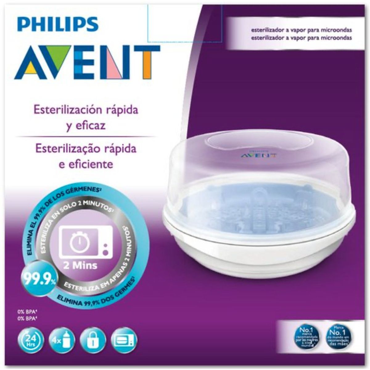 AVENT - Esterilizador Avent para Microondas Capacidad 4 biberones