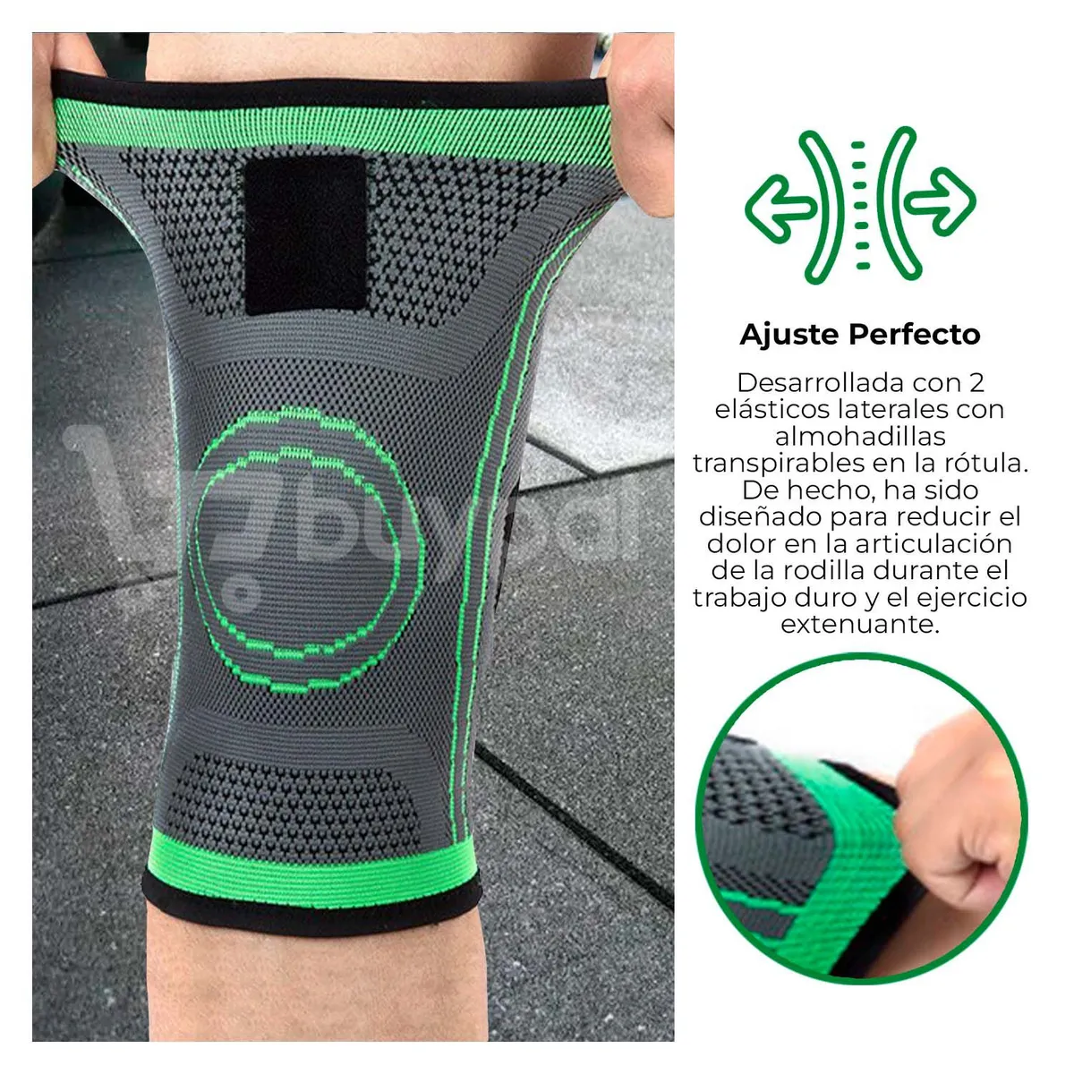 BUYPAL - Rodillera Deportiva Ajustable Elastica Negra