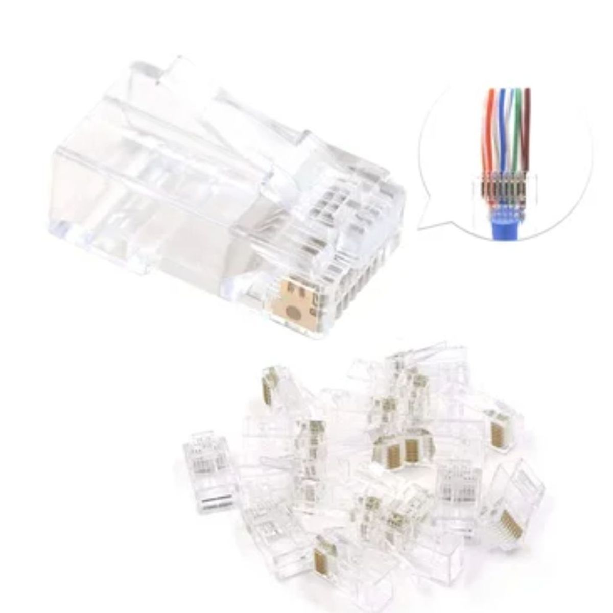 GENERICO - Plug Conector Rj45 Cat 5 Cat5e Para Extensión X 1000 Unidades
