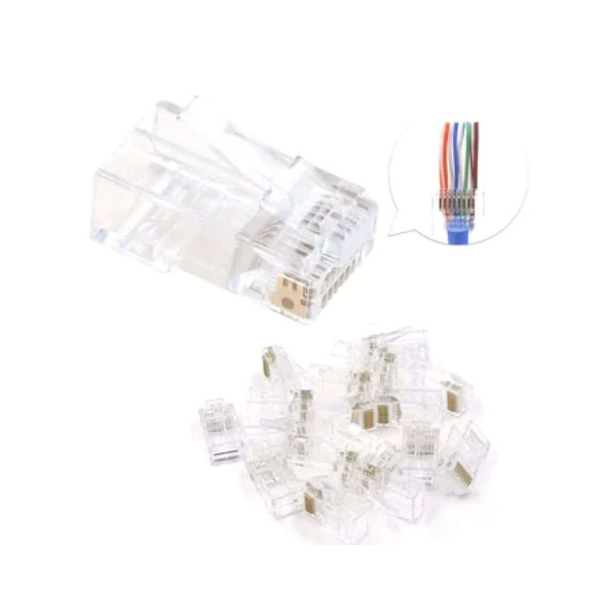 GENERICO - Plug Conector Rj45 Cat 5 Cat5e Para Extensión X 1000 Unidades