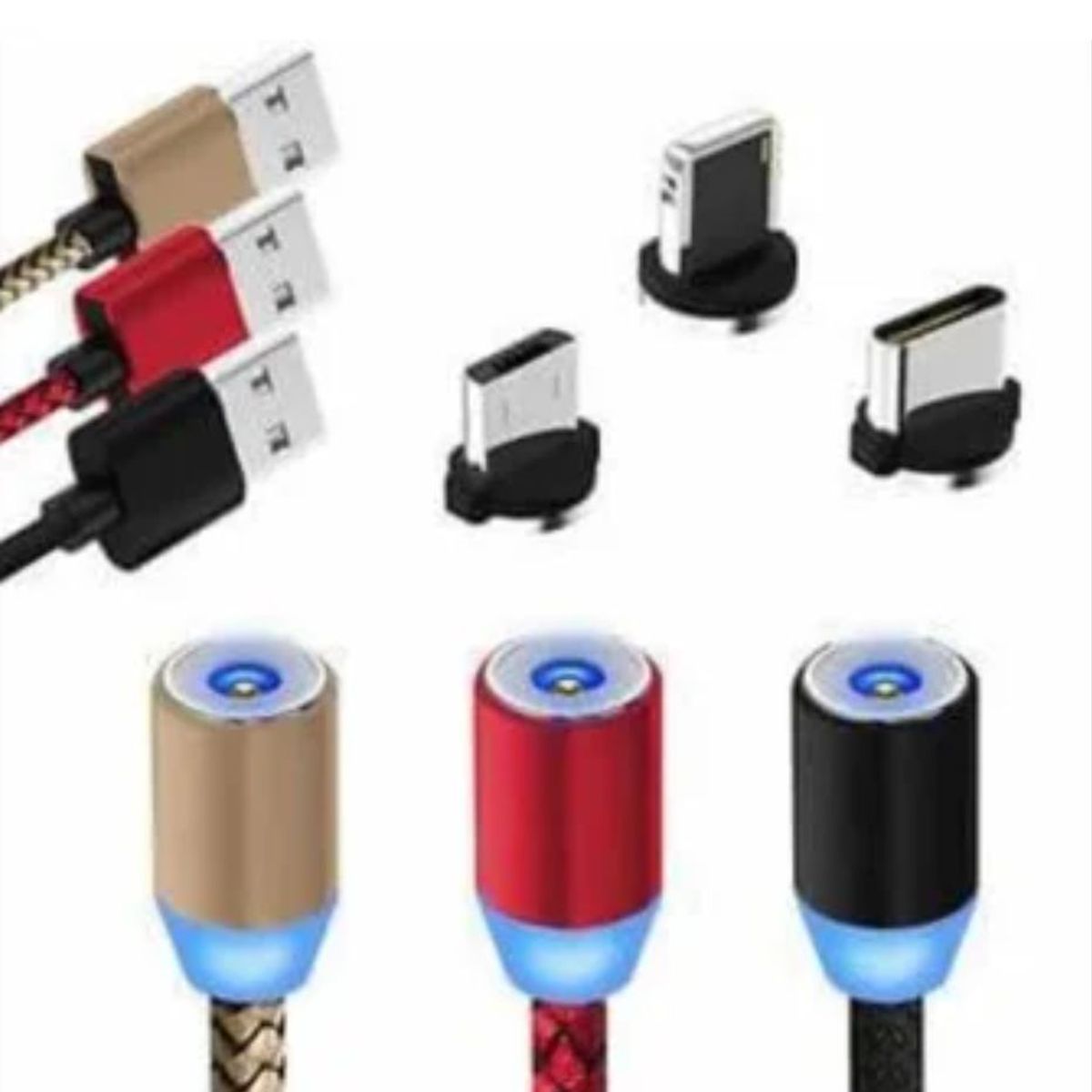 GRIFFIN - Cable Imantado Magnético 3 En 1 Android Tipo C Y Lightning - Dorado