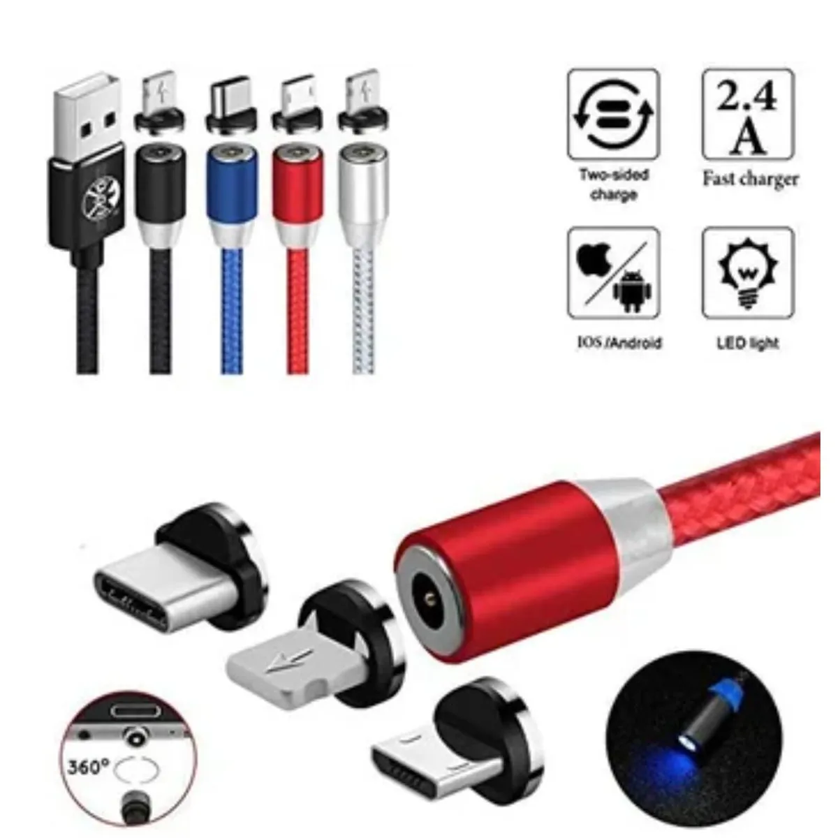 GRIFFIN - Cable Imantado Magnético 3 En 1 Android Tipo C Y Lightning - Dorado