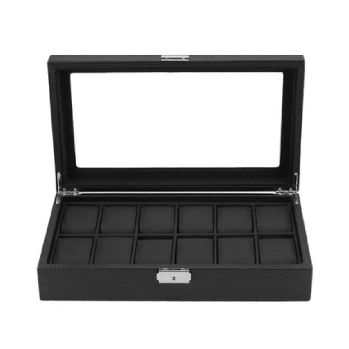 GENERICO - Caja porta relojes por 12 espacios estilo fibra de carbono