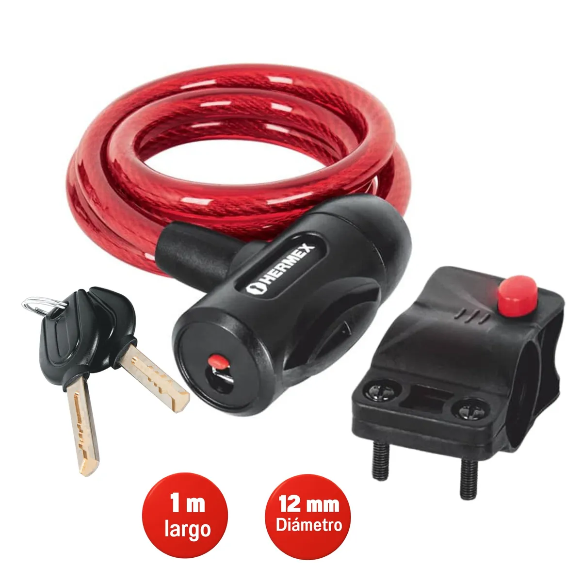 HERMEX - Candado cadena de bicicleta, 12 mm x 1m Hermex