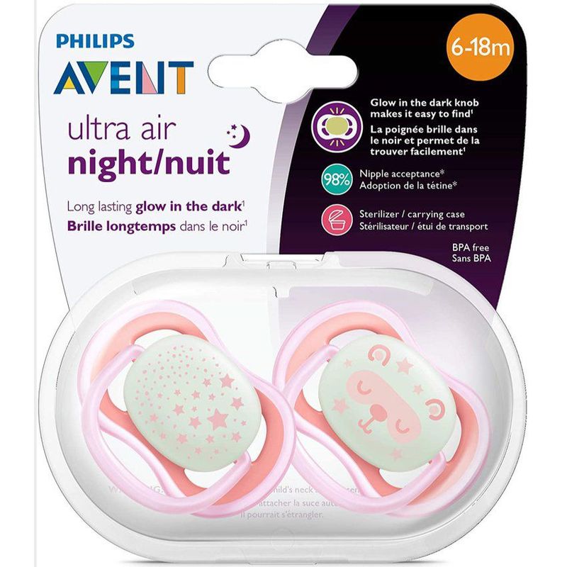 AVENT - Chupones avent ultra aireado +6 a 18 m pack 2 uni - nocturno