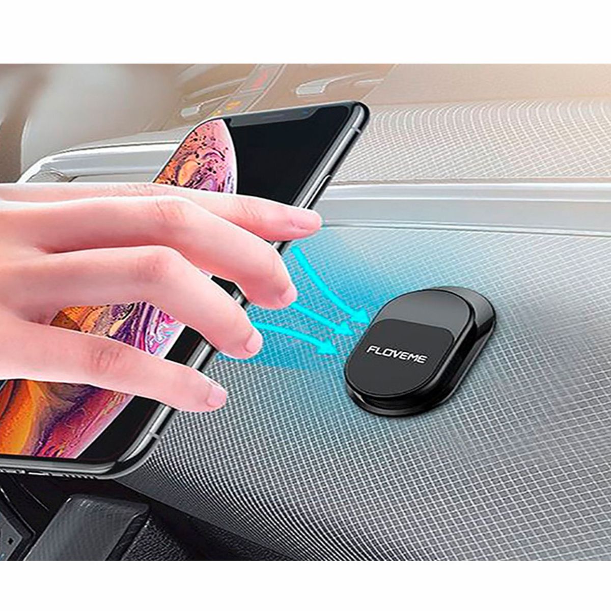 FLOVEME - Soporte magnético para fijar celular en auto - pack 3 soportes - Negro