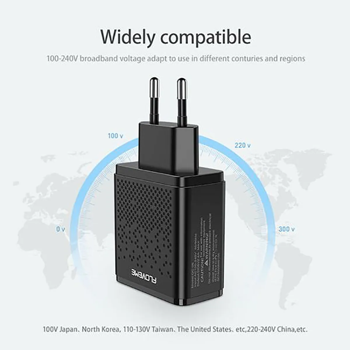 FLOVEME - Cargador de Pared con sensor inteligente y dos puertos USB Multiusos