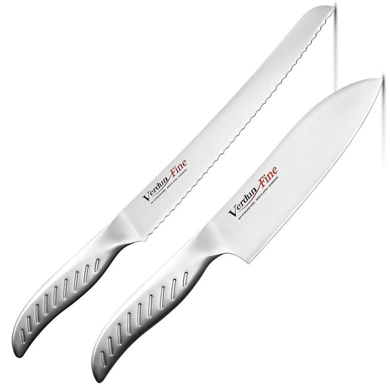GENERICO - Juego de 2 Cuchillos de Cocina: Pan Santoku SHIMOMURA Verdun Japón