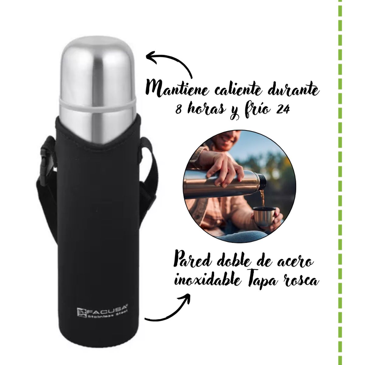 FACUSA - Termo Facusa de Acero Inoxidable 1.0 Lt