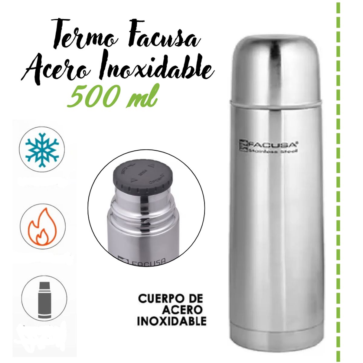 FACUSA - Termo Facusa de Acero Inoxidable 500 ml