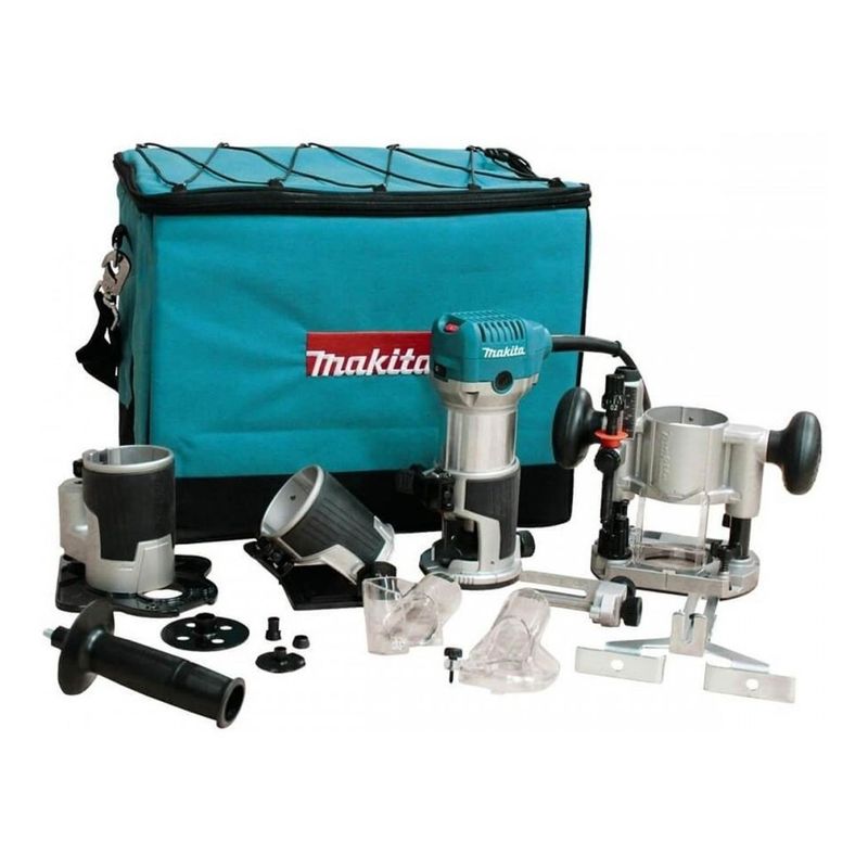 MAKITA - Fresadora 1/4" - 3/8" 710W 35 mm con 3 Bases Makita RT0700CX3