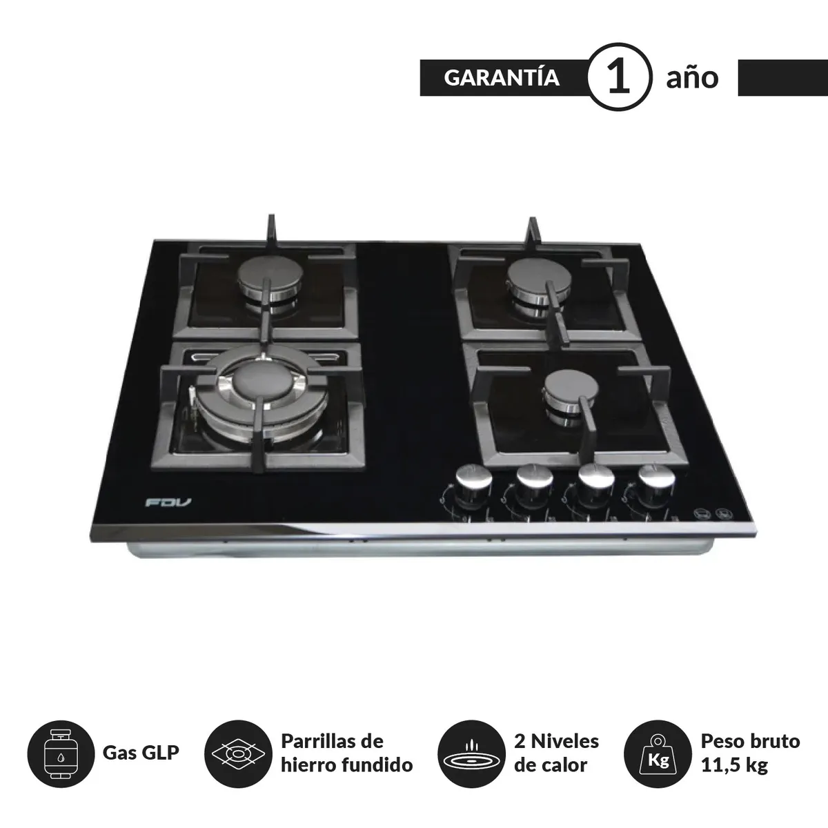 FDV - Encimera Fdv Black 60cm Gas Glp